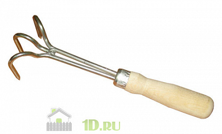 Рыхлитель 4-зубый малый с деревянной ручкой 4-4 цинк /0120024